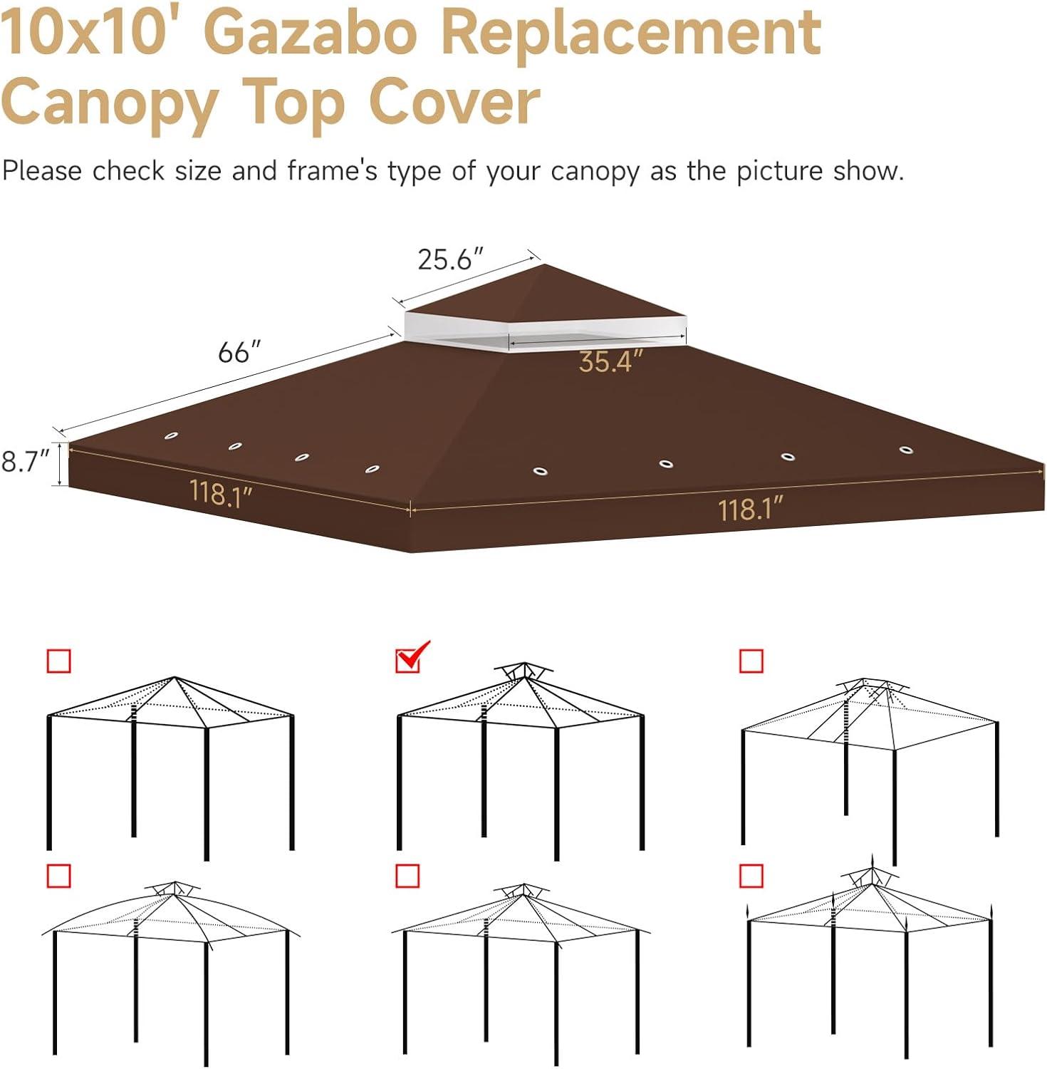 Sunny yard Sunny Yard Polyester Replacement Canopy for Gazebo