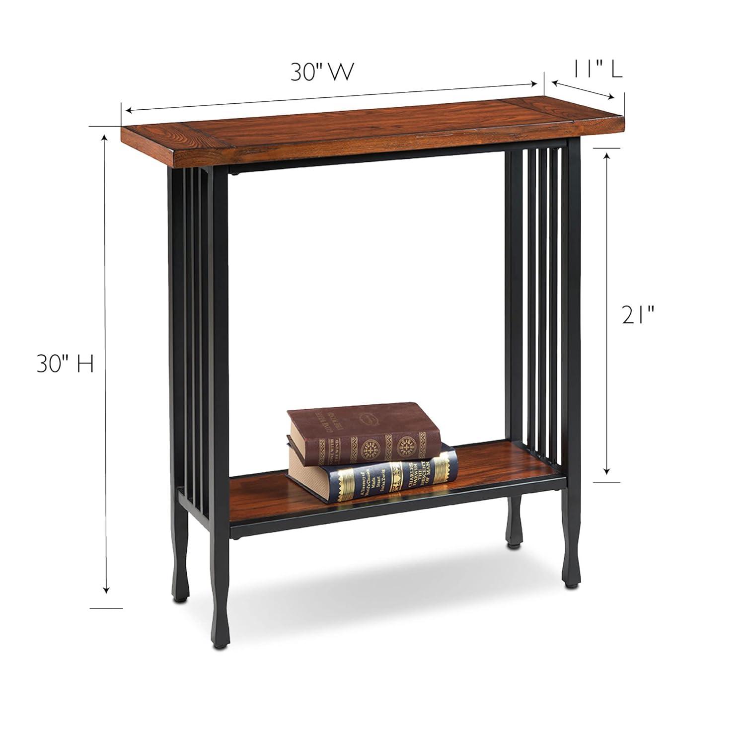 Leick Home Ironcraft Hall Stand - Mission Oak: Entryway Table with Shelf, CARB Certified, Wood Frame