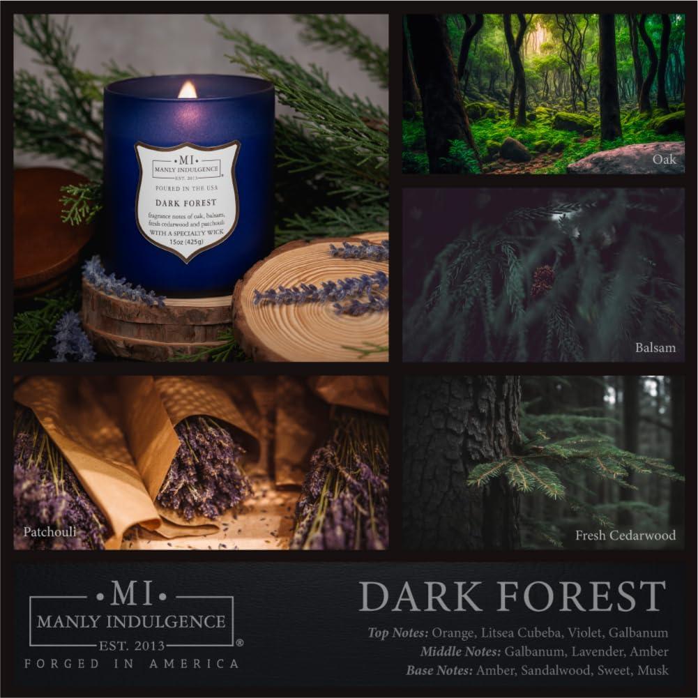 Manly Indulgence Signature Dark Forest Scented Jar Candle, 15 oz, 60h Burn, Woody & Earthy