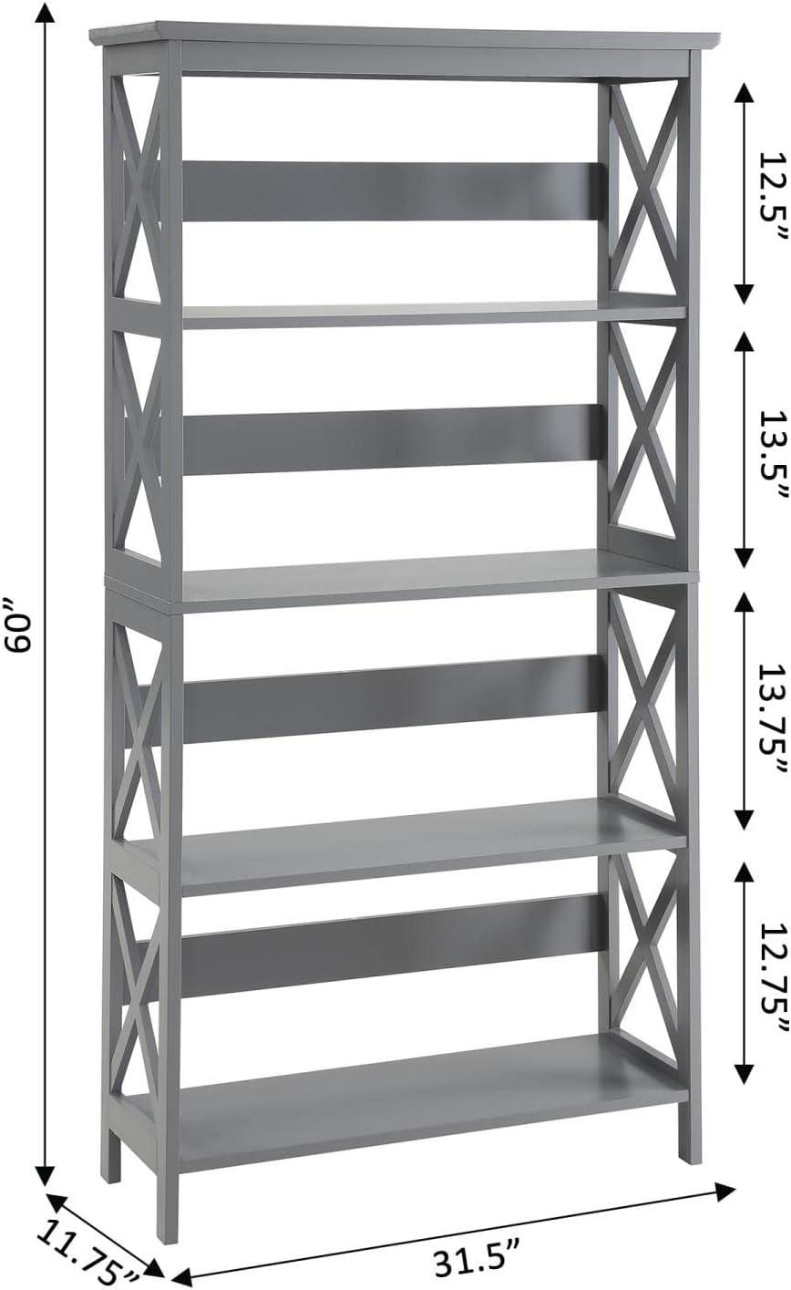 Oxford 5 Tier Bookcase, Gray