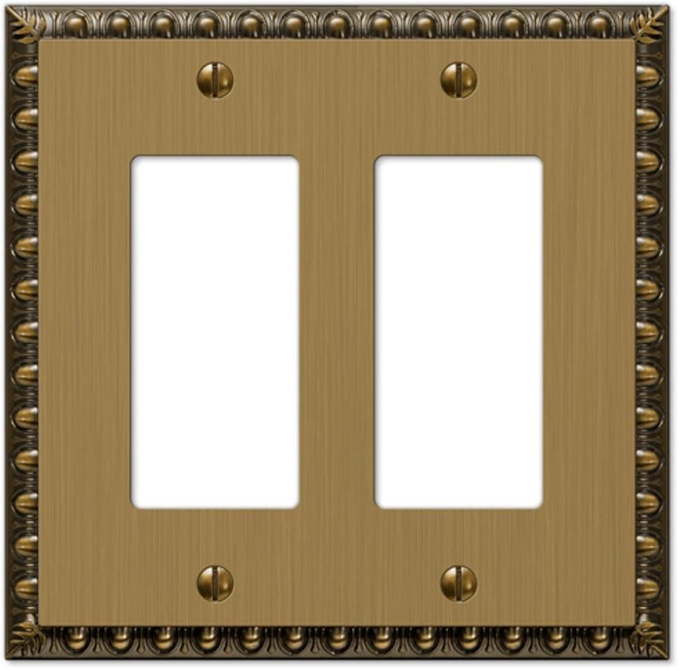 Brushed Brass Double Rocker Cast Metal Wallplate