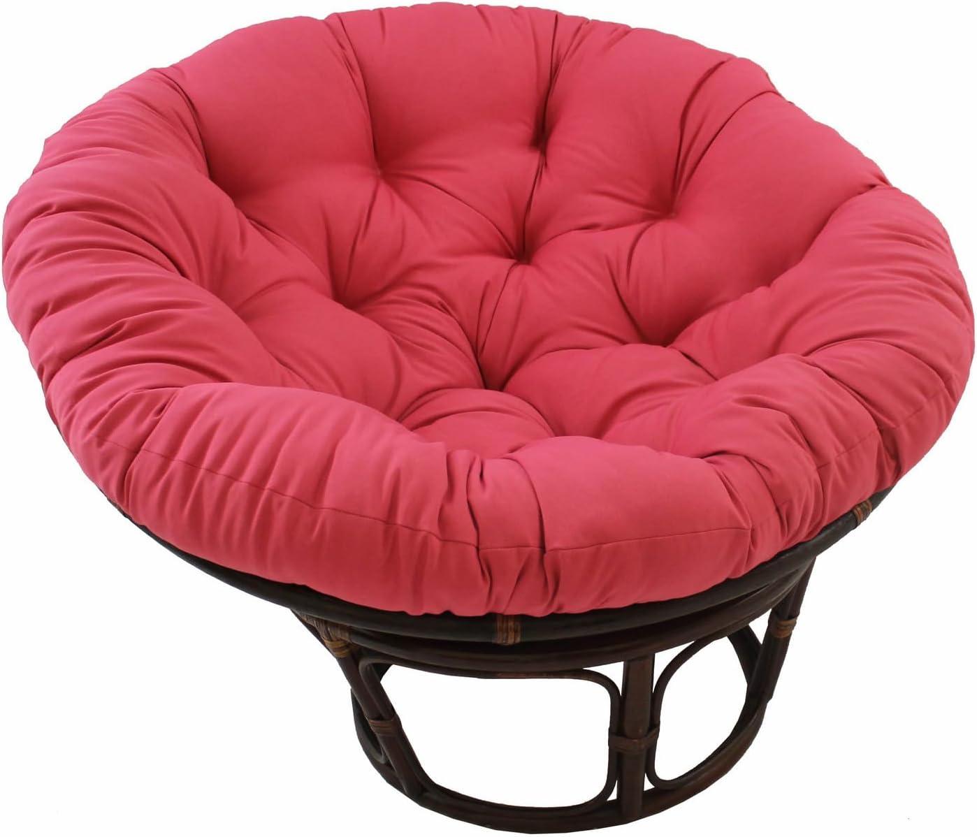 42" Rattan Papasan Chair with Solid Twill Cushion - International Caravan