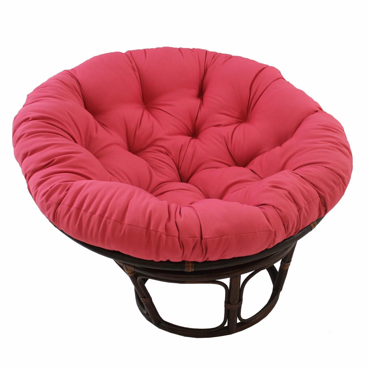 International Caravan 42" Rattan Papasan Chair with Solid Twill Cushion Burgundy: Stained Frame, Armless Design, 250lb Capacity