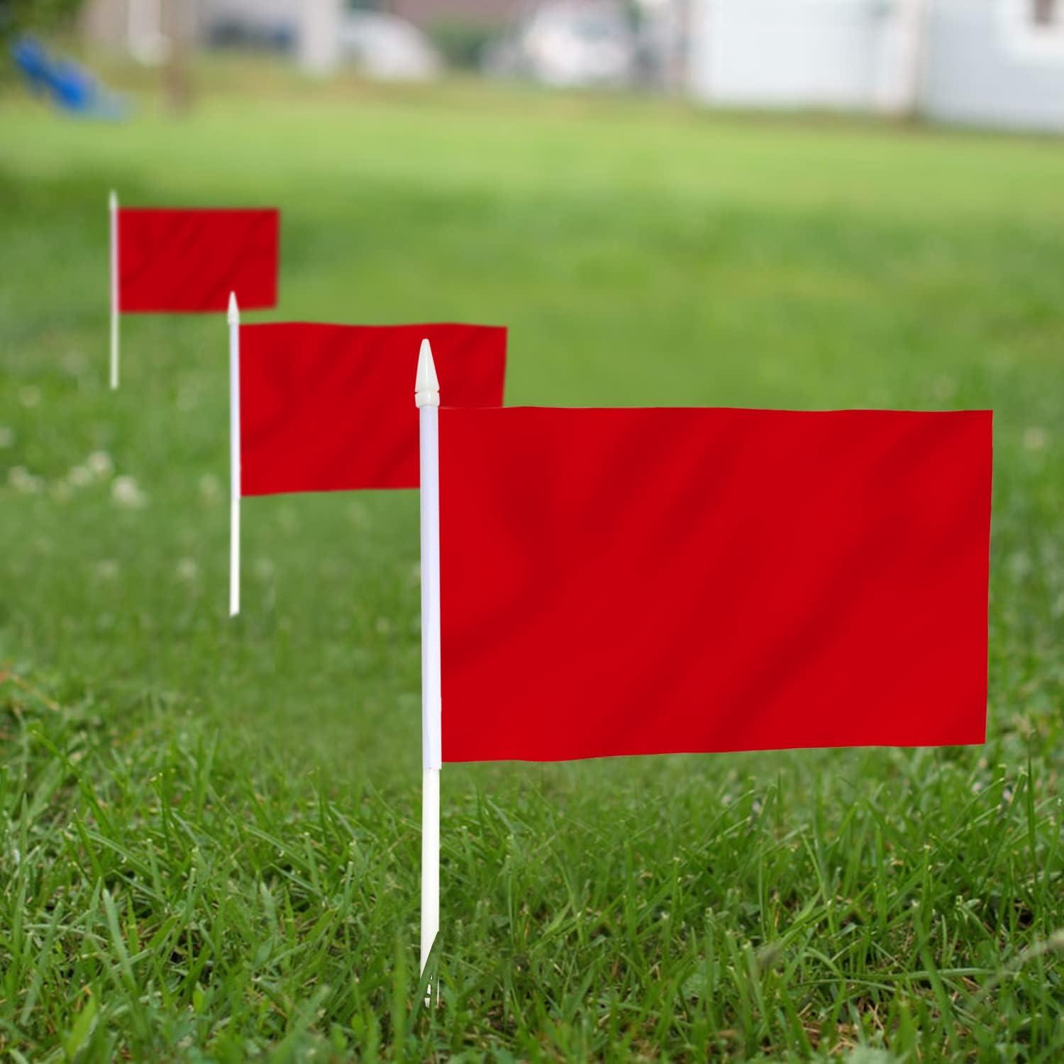 Anley Red Mini Flag 12 Pack - Hand Held Small Miniature Solid Red Blank Flags