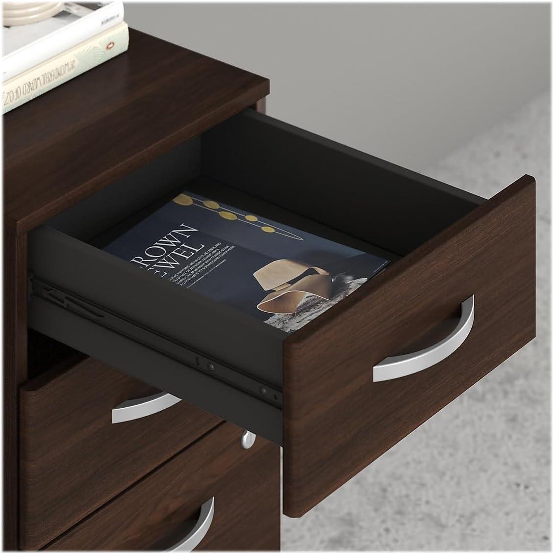 Hybrid 3 Drawer Mobile File Cabinet in Black Walnut - Engineered Wood