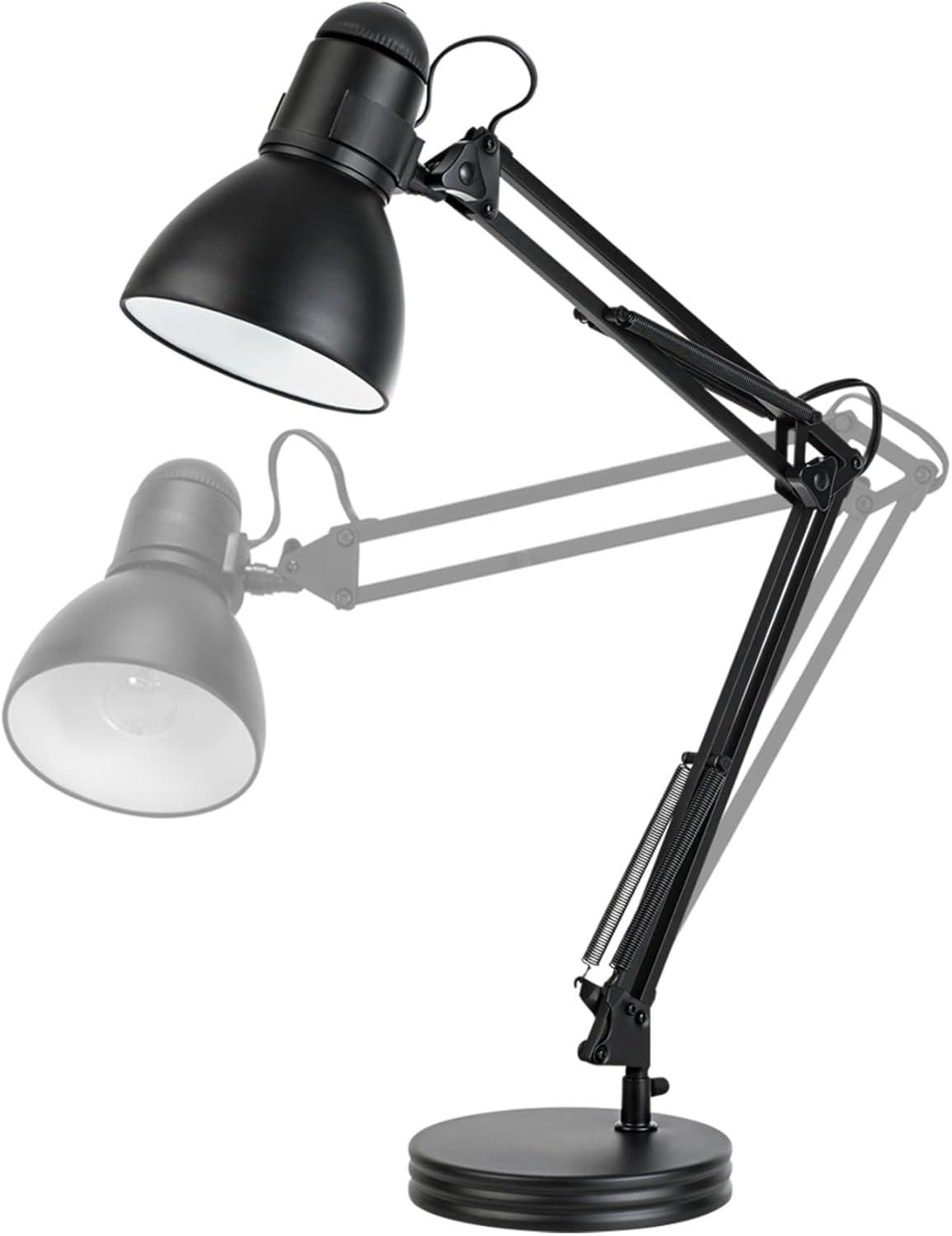 Globe Electric 28" Contemporary Heavy Base Architect Black Swing Arm Desk Lamp, 5698601