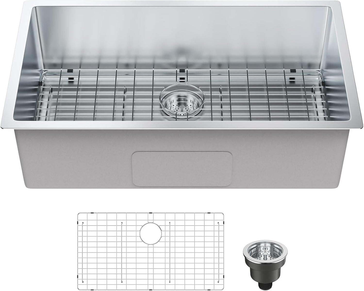 32'' L Undermount Single Bowl Stainless Steel Kitchen Sink