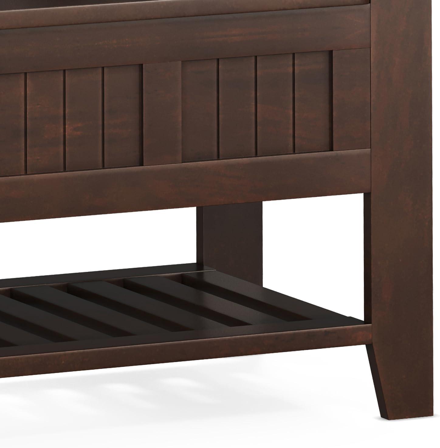 Brunette Brown Wooden Entryway Storage Bench with Shelf