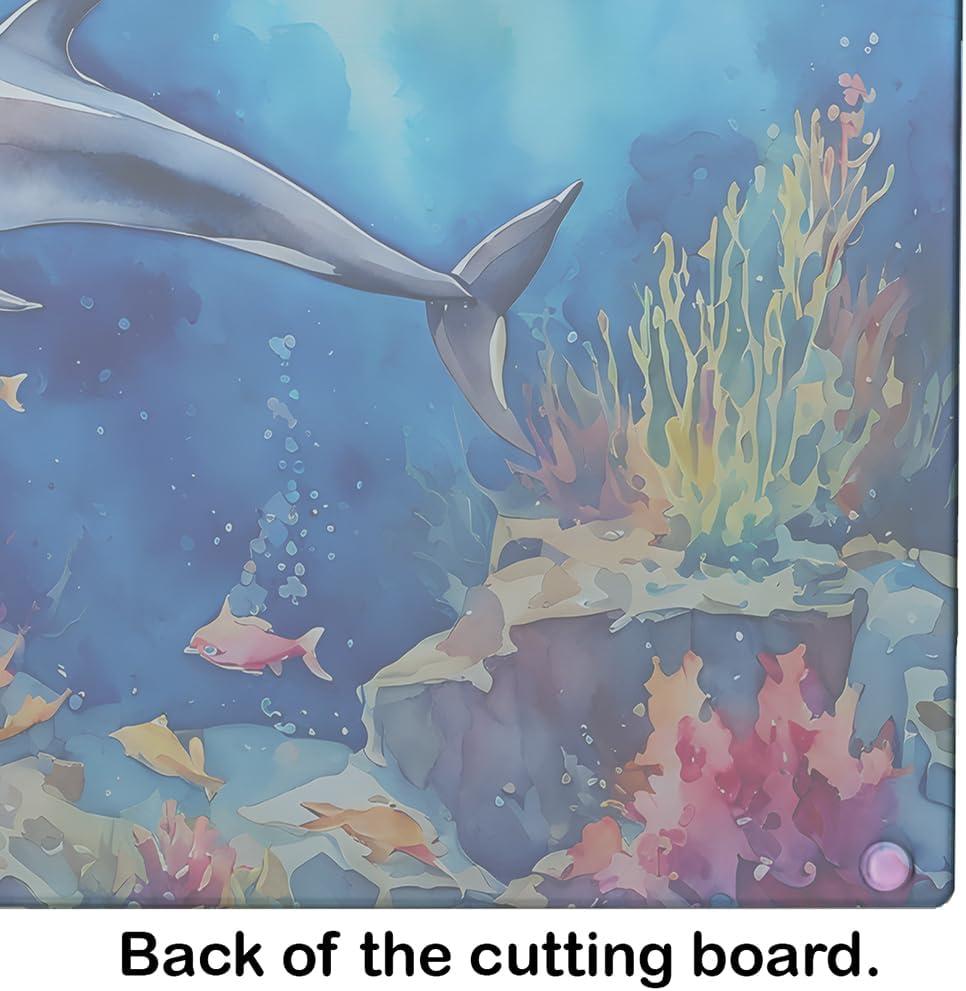 Dolphin Glass Cutting Board Large 12 in x 15 in