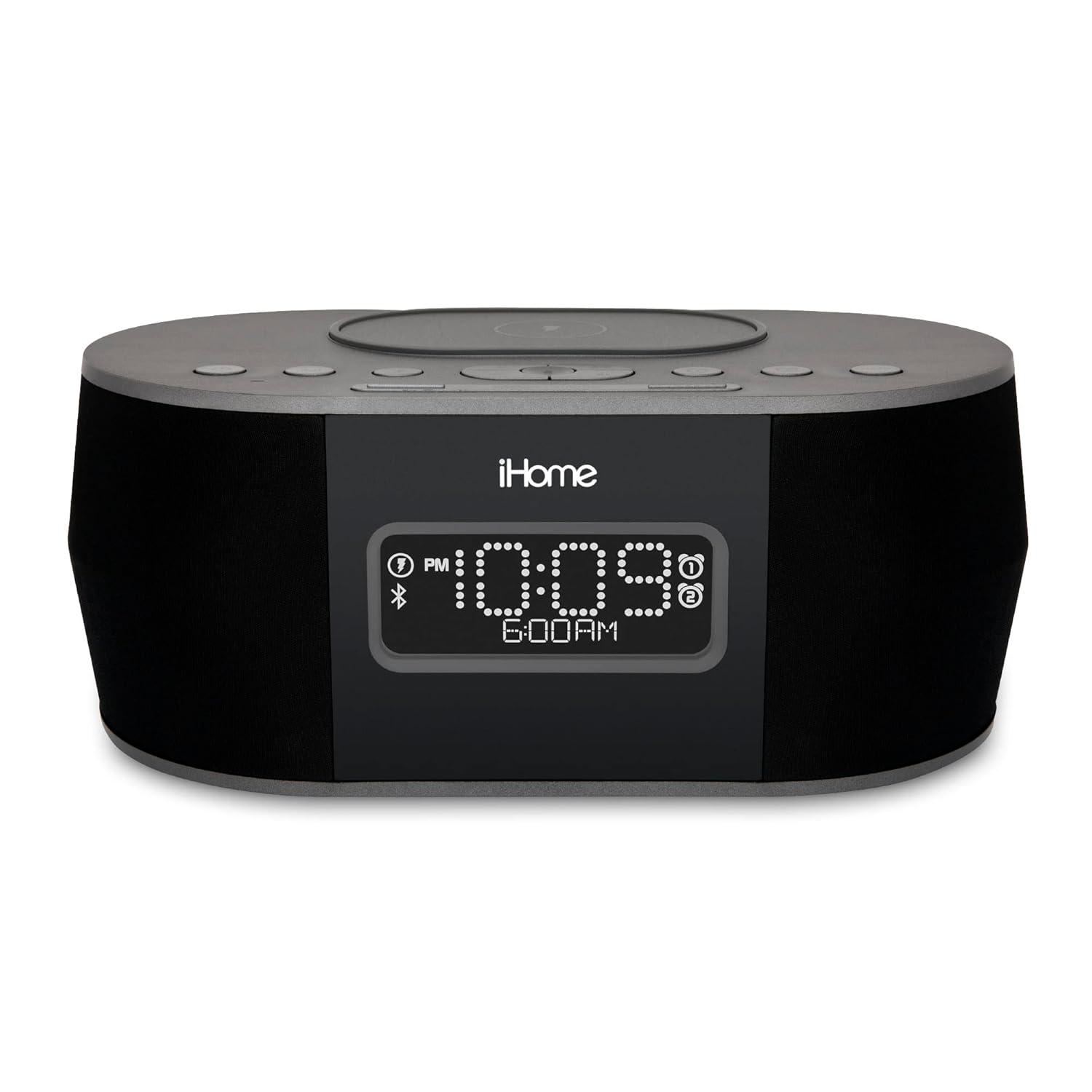 iHome Wireless Charging Alarm Clock with Bluetooth Speaker and USB Charging - (iBTW38B8)