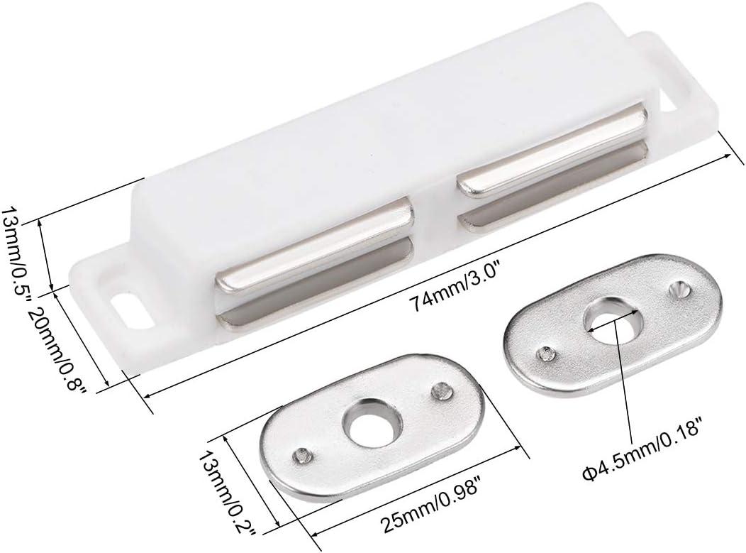 White 3" Double Magnetic Cabinet Door Latch