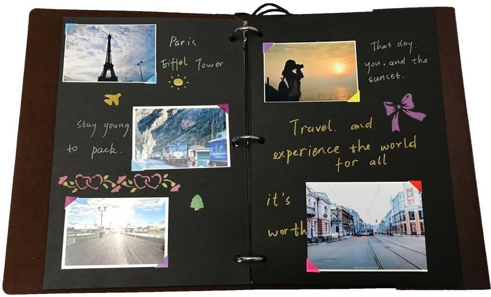 ZEEYUAN Scrap Book Leather Photo Album Family Scrapbook Memory Photo Book 60 Pages, Mothers Day Gift for Mom Mother Scrapbook/Anniversary/Valentines Gifts (Gray)