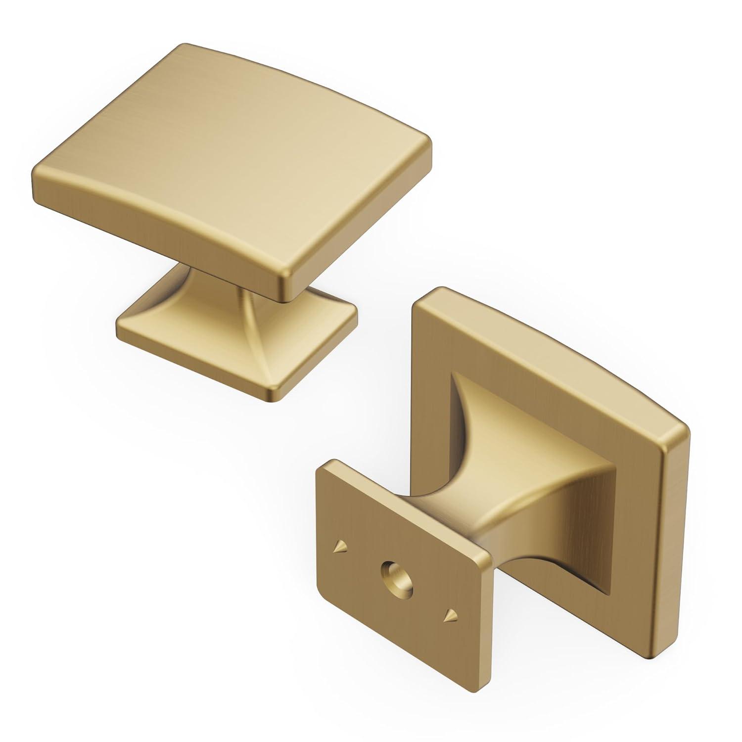 Hickory Hardware Forge Collection Rectangular Knob - 1-7/16" x 1-1/4 " Cabinet Knob Champagne Bronze - Farmhouse Hardware for Drawers & Cabinets (Set of 10)