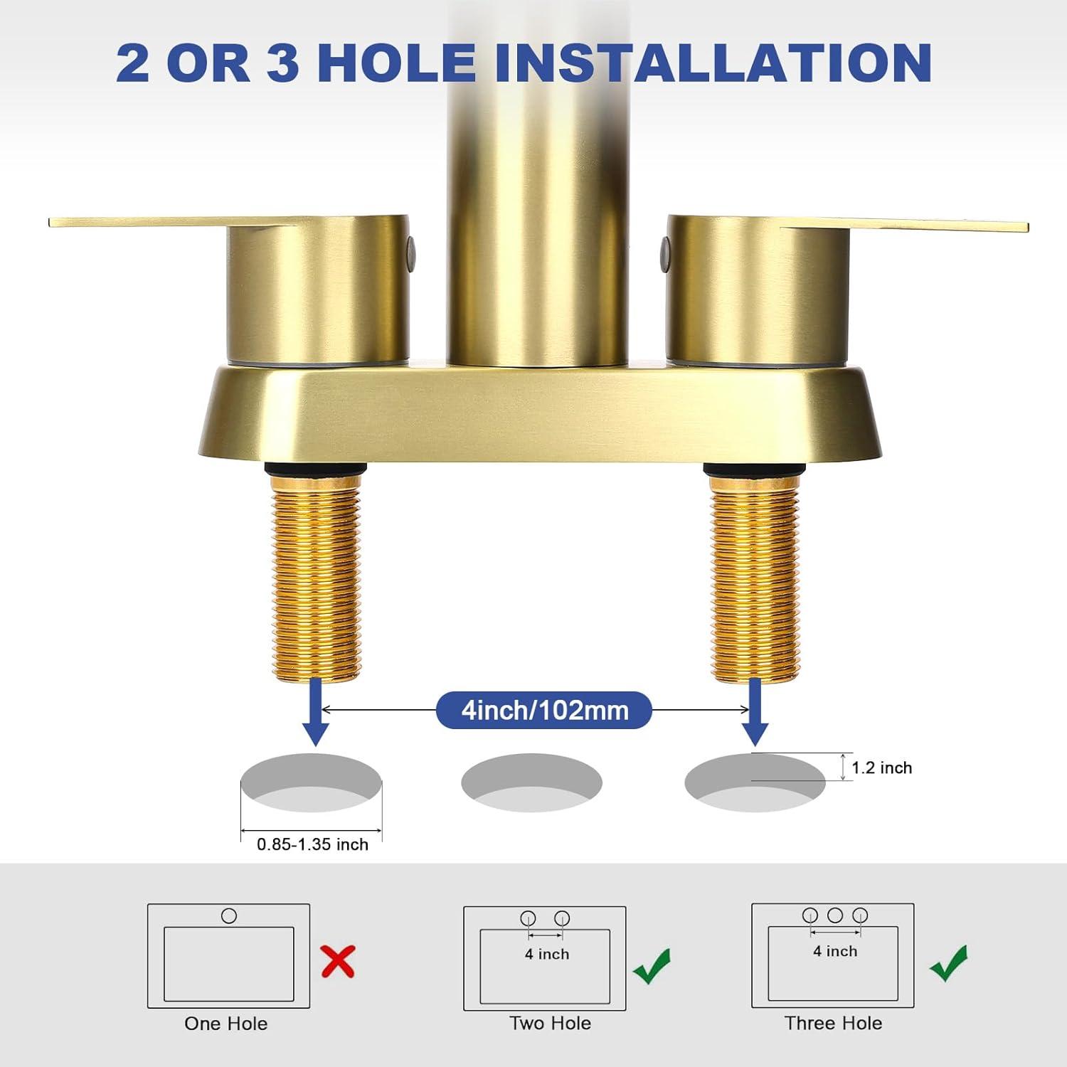 4-inch Centerset Double Handle Waterfall Bathroom Sink Faucet with Pop-up Drain Kit
