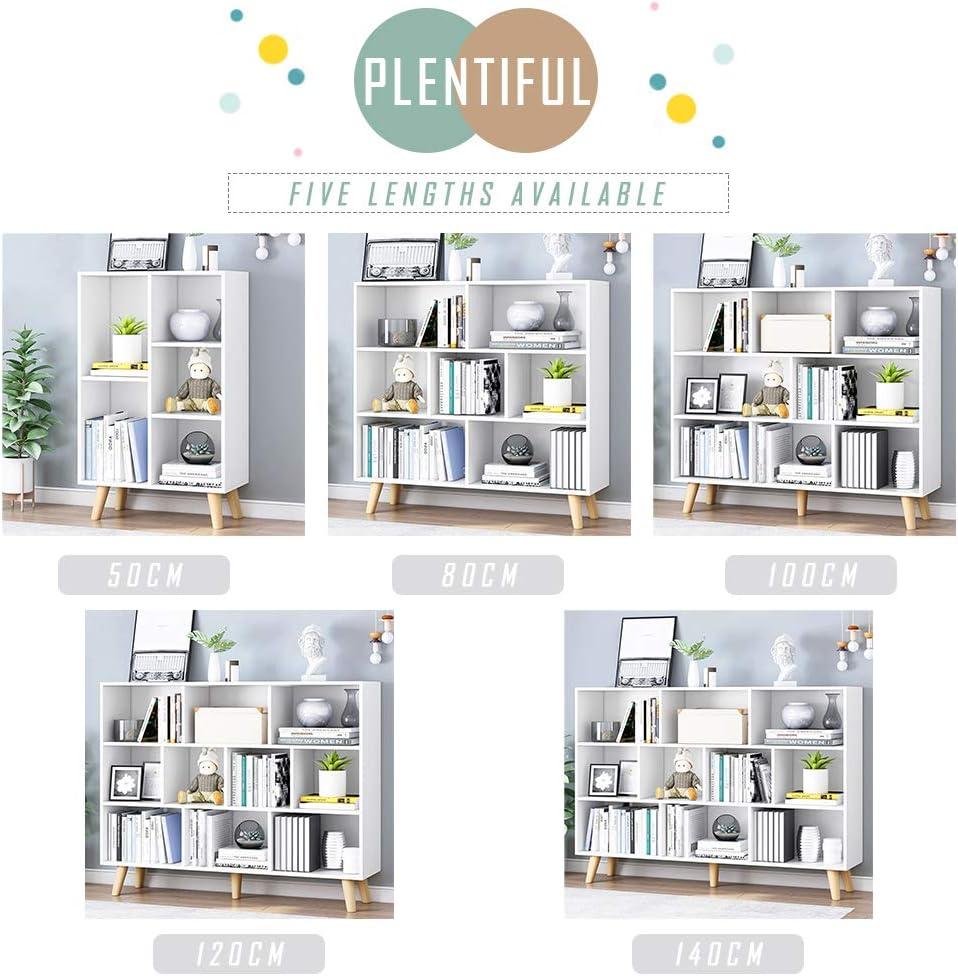 IOTXY Wooden Open Shelf Bookcase - 3-Tier Floor Standing Display Cabinet Rack with Legs, 8 Cubes Bookshelf, Warm White
