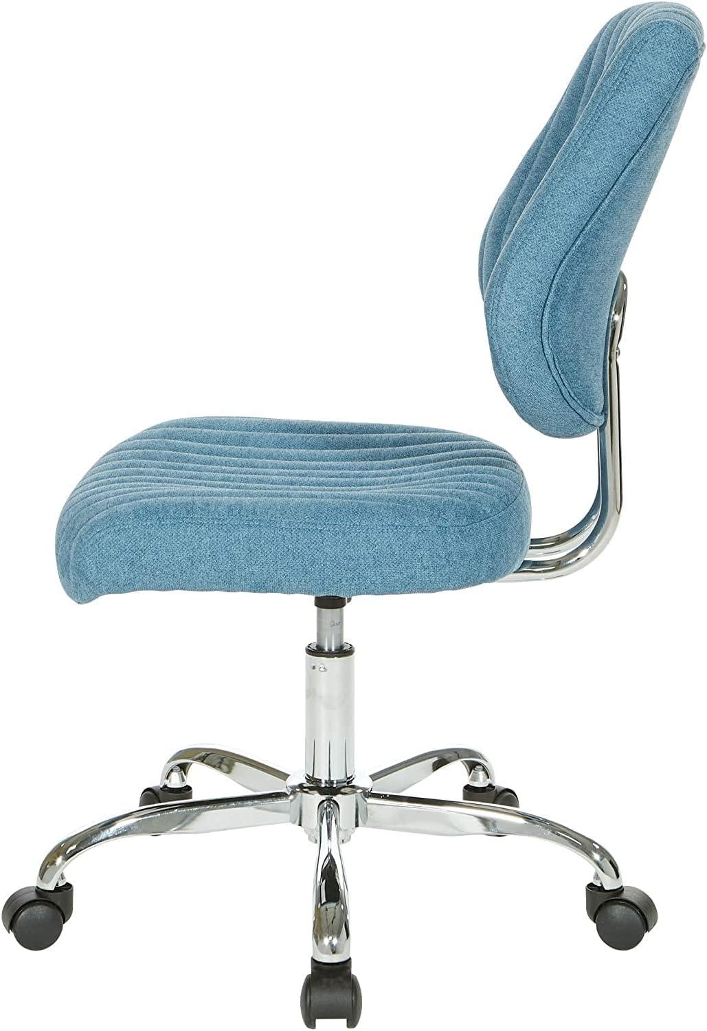 Sunnydale Office Chair in Sky Blue Fabric with Chrome Base