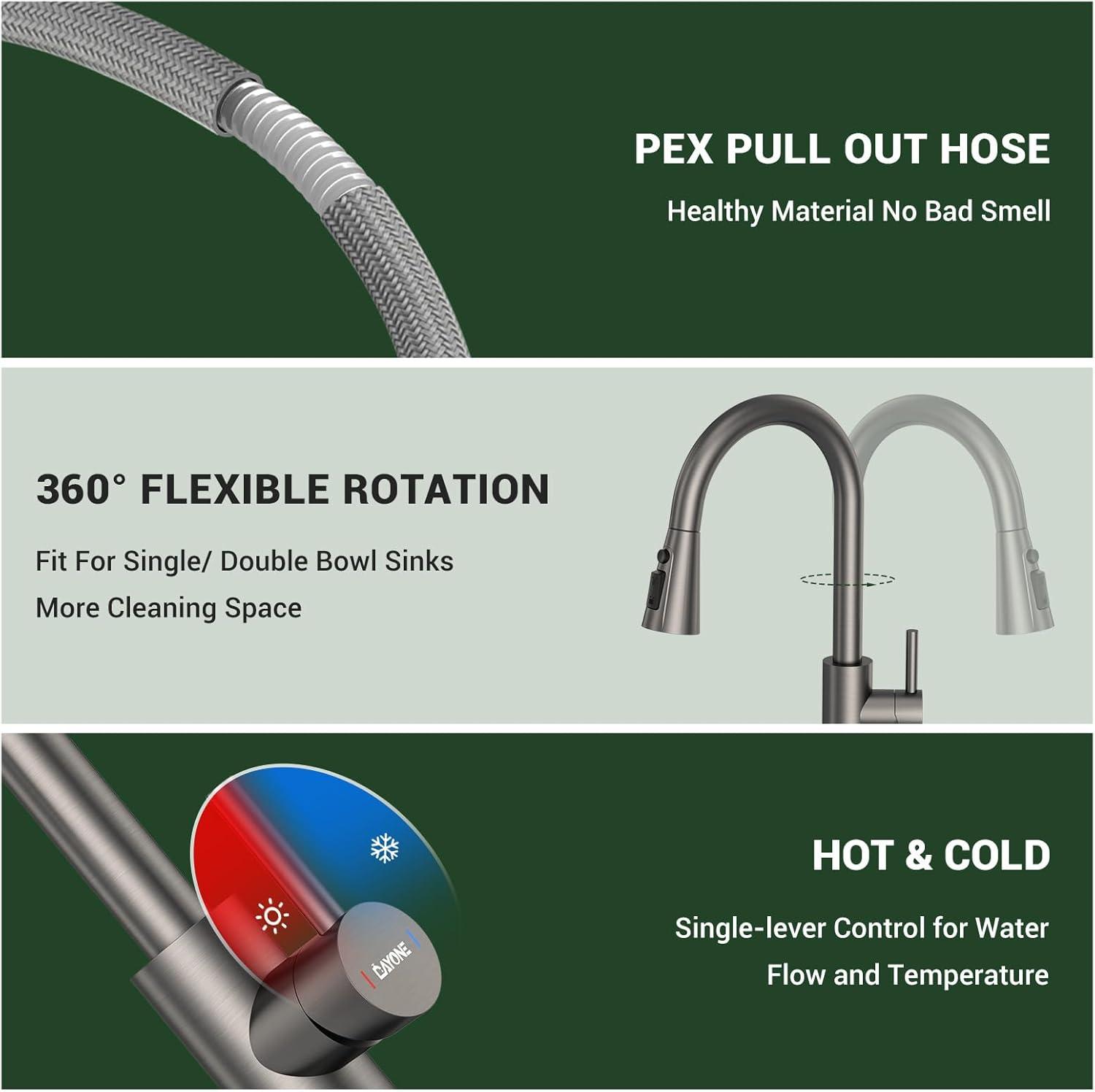 Babevy Pull Down Kitchen Faucet