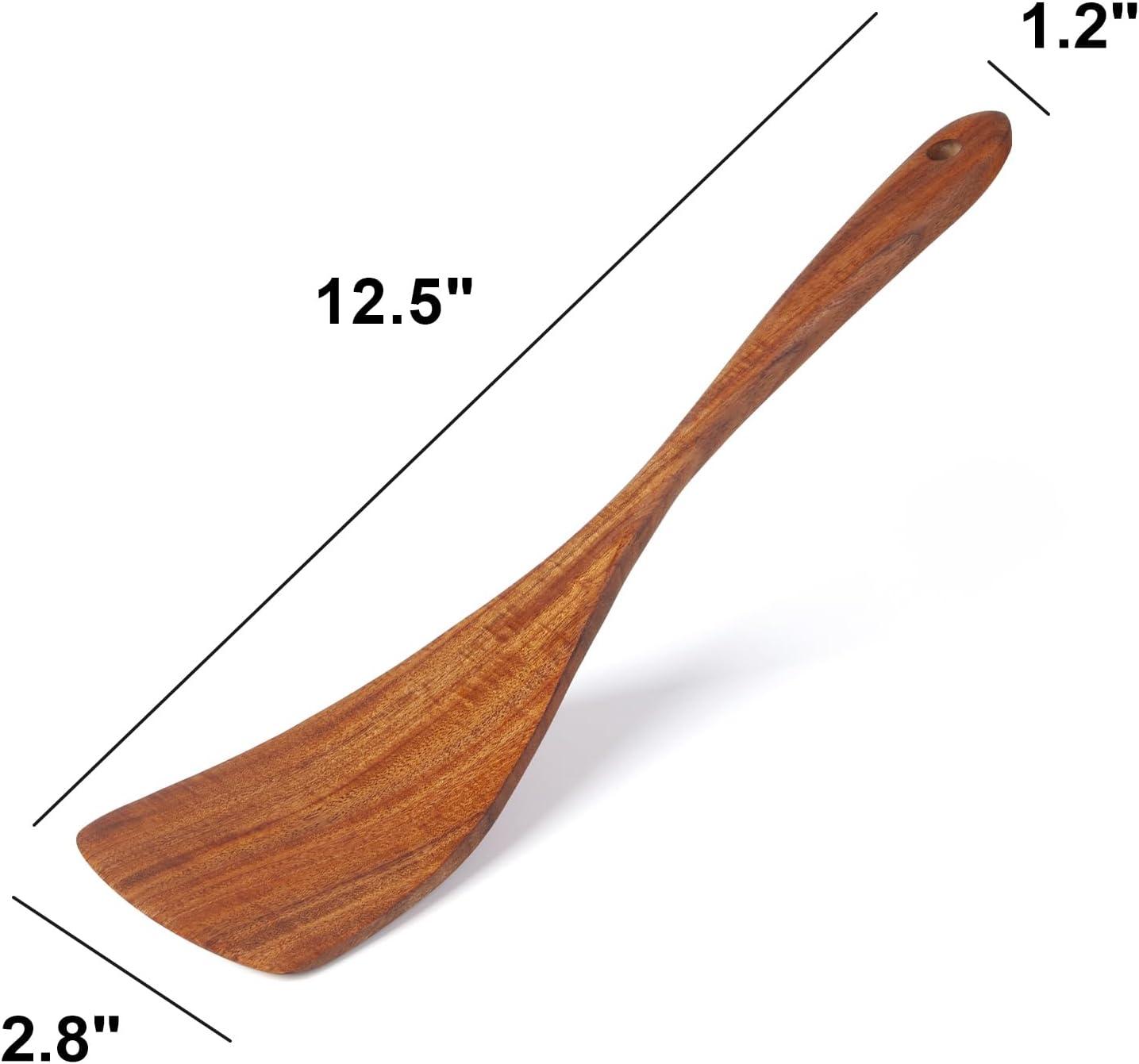 Jilla-hla Wooden Spatula Wooden Turner Acacia Wood,Long Handle Flat Frying Spatula Handmade for Kitchen Cookware (Frying Spatula) C52