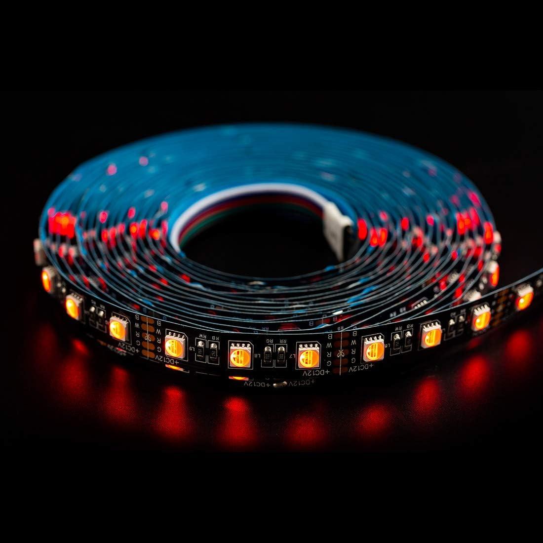 BTF-LIGHTING 5050 RGBW RGB+Warm White(2700K-3000K) 4 Colors in 1 LED Tape Light DC12V 5m 16.4ft 60LED/m Multi-Colored IP30 Black 12mm PCB for Bedroom Kitchen Home Decoration(No Adapter or Controller)