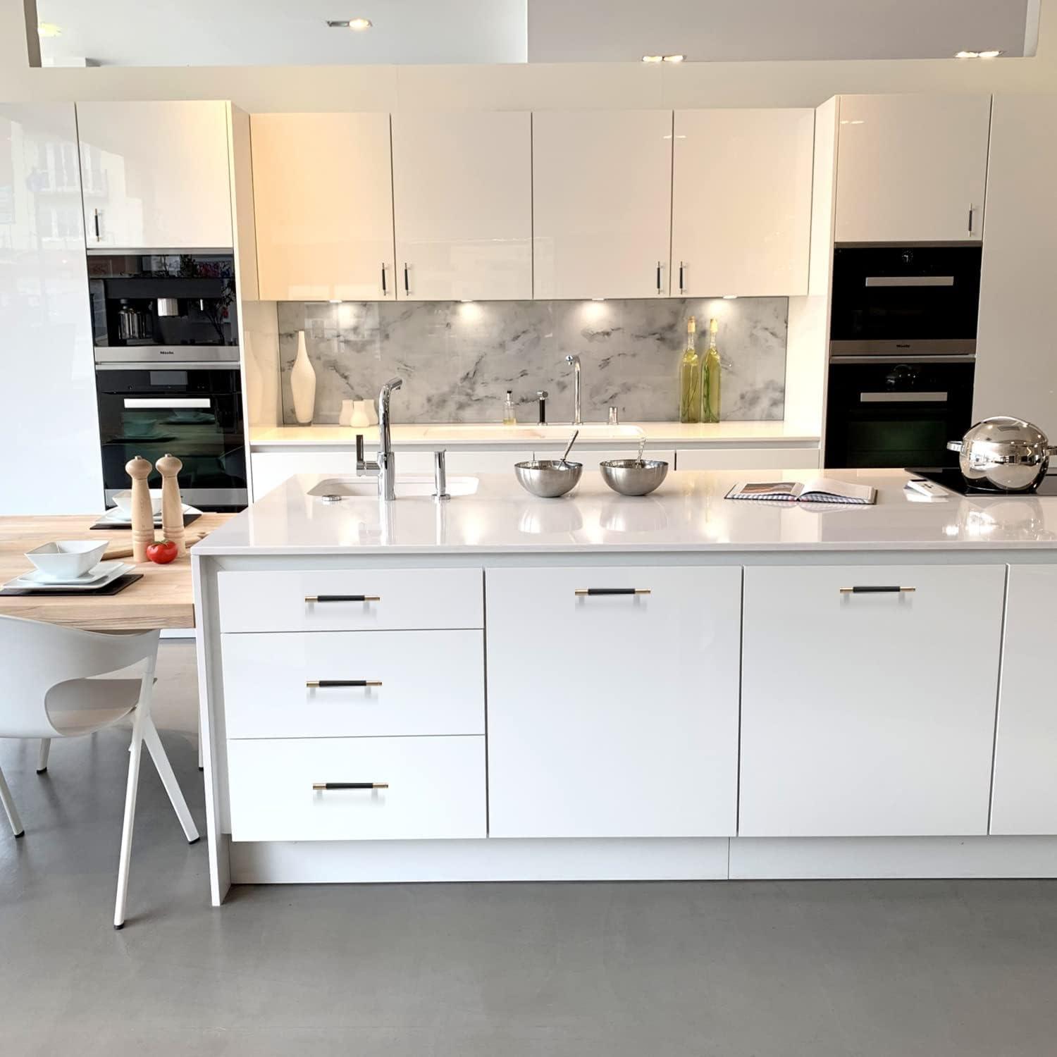 2 Pack 5 Inch 128 mm Knurled Cabinet Handles Cabinet Pulls Aluminum Handles Knurled Drawer Pulls Gold and Black Oxidation Finish with Diamond Pattern 6" Length (5" Hole Center)