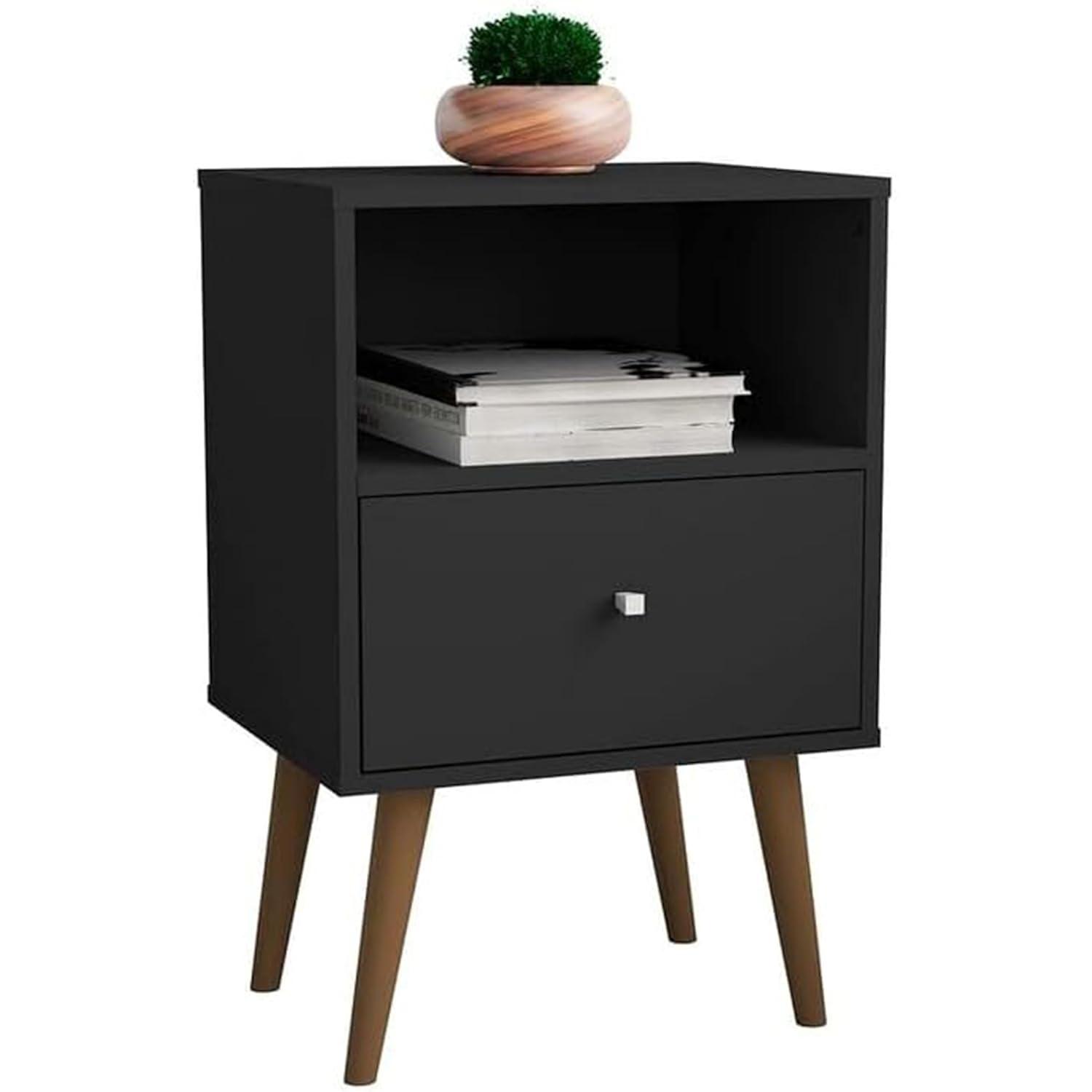 Liberty 1.0 Mid Century Modern Nightstand Black - Manhattan Comfort
