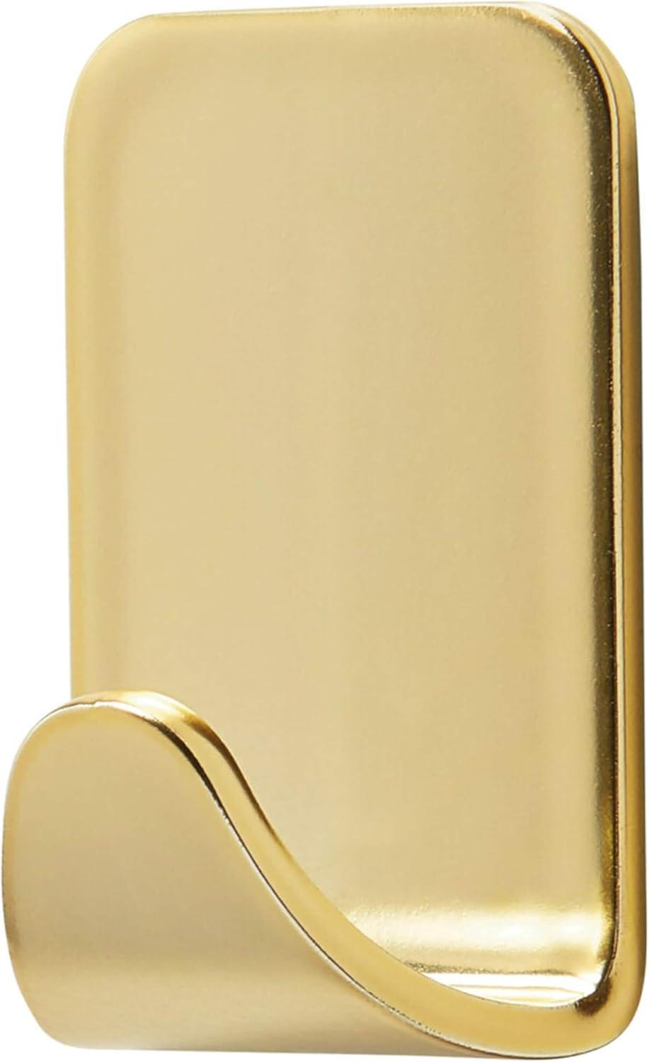 Command Small Sized Metallic Decorative Hooks Brass: Gold Wall Hooks, 0.5 lb Capacity, 4 Pack