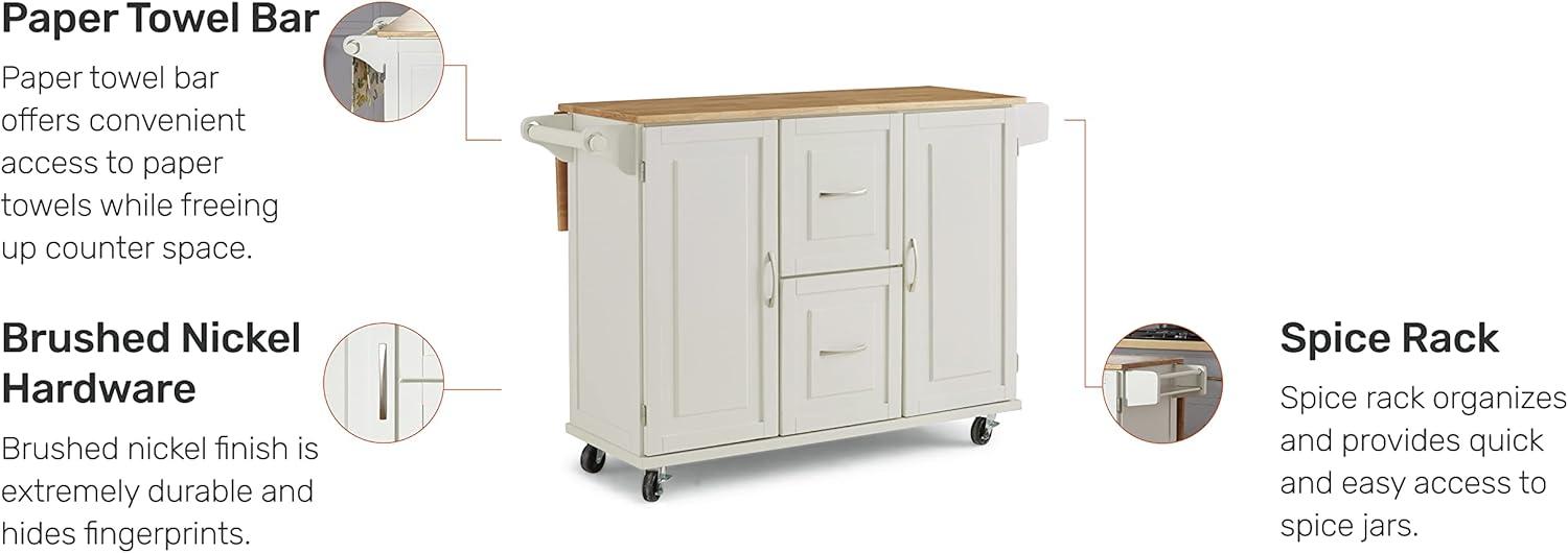 Homestyles Dolly Madison Wood Kitchen Cart in Off White