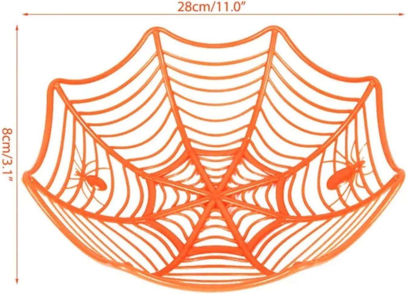 jicheng Candy Bowl Entrance Living Room Parties Supplies Halloween Web Basket orange