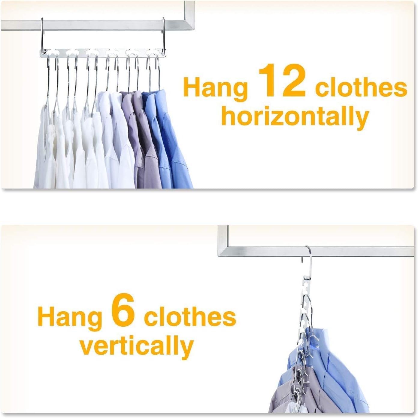 Stainless Steel Space Saving Multi Hanger Organizer, 6 Pack