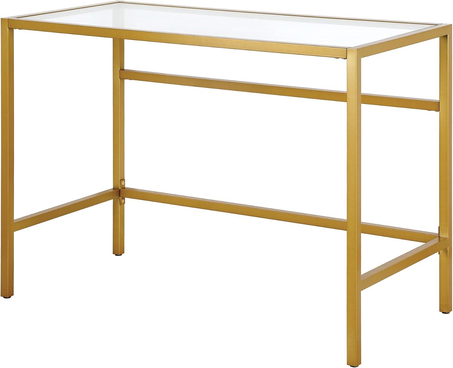 Evelyn&Zoe Modern Writing Desk, Gold/Clear