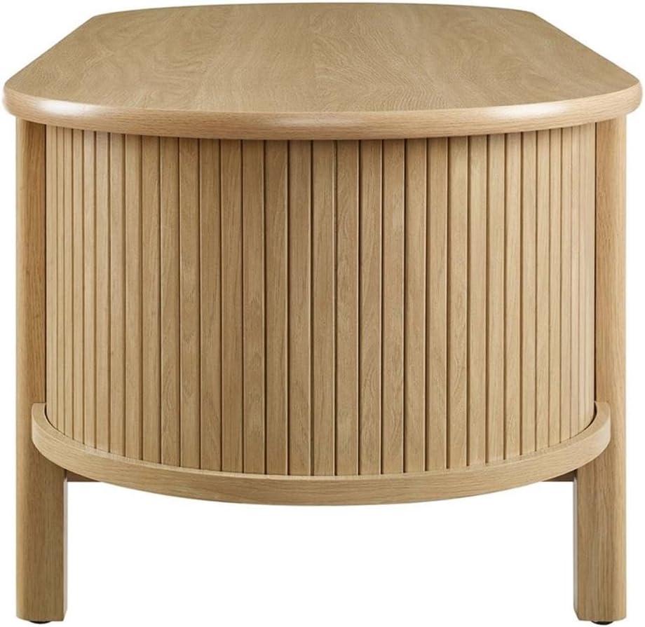 Cadence Oval Oak Coffee Table with Open Storage