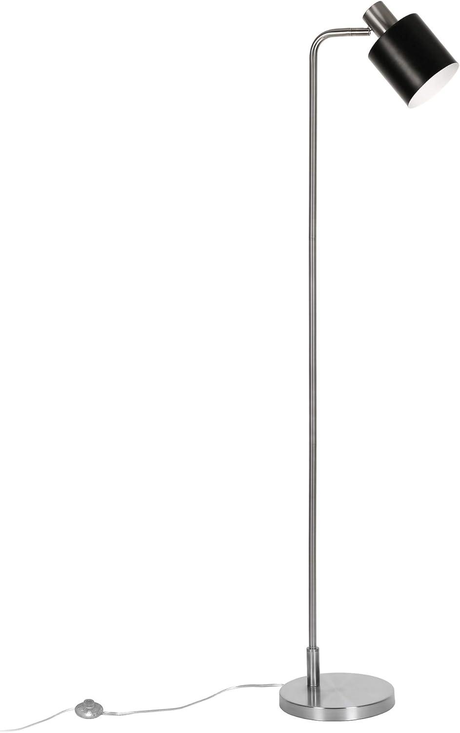 Evelyn&Zoe Thew 65" Tall Floor Lamp with Metal shade in Nickel/Black