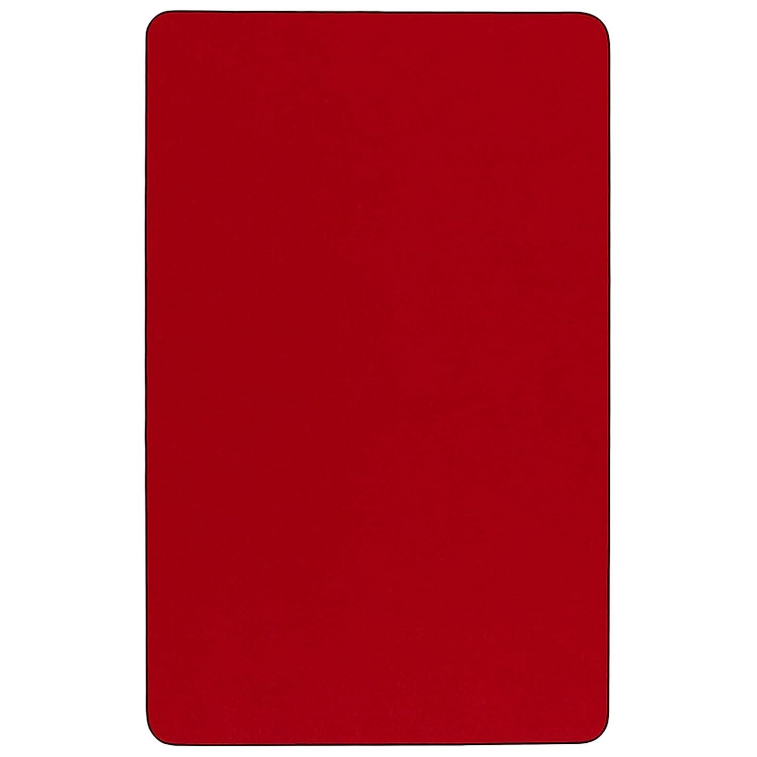 Flash Furniture 24''W x 48''L Rectangular Red Thermal Laminate Activity Table - Height Adjustable Short Legs