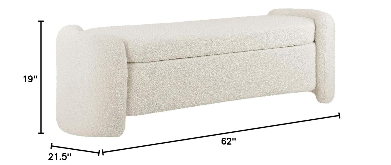 Nebula Boucle Upholstered Bench Ivory