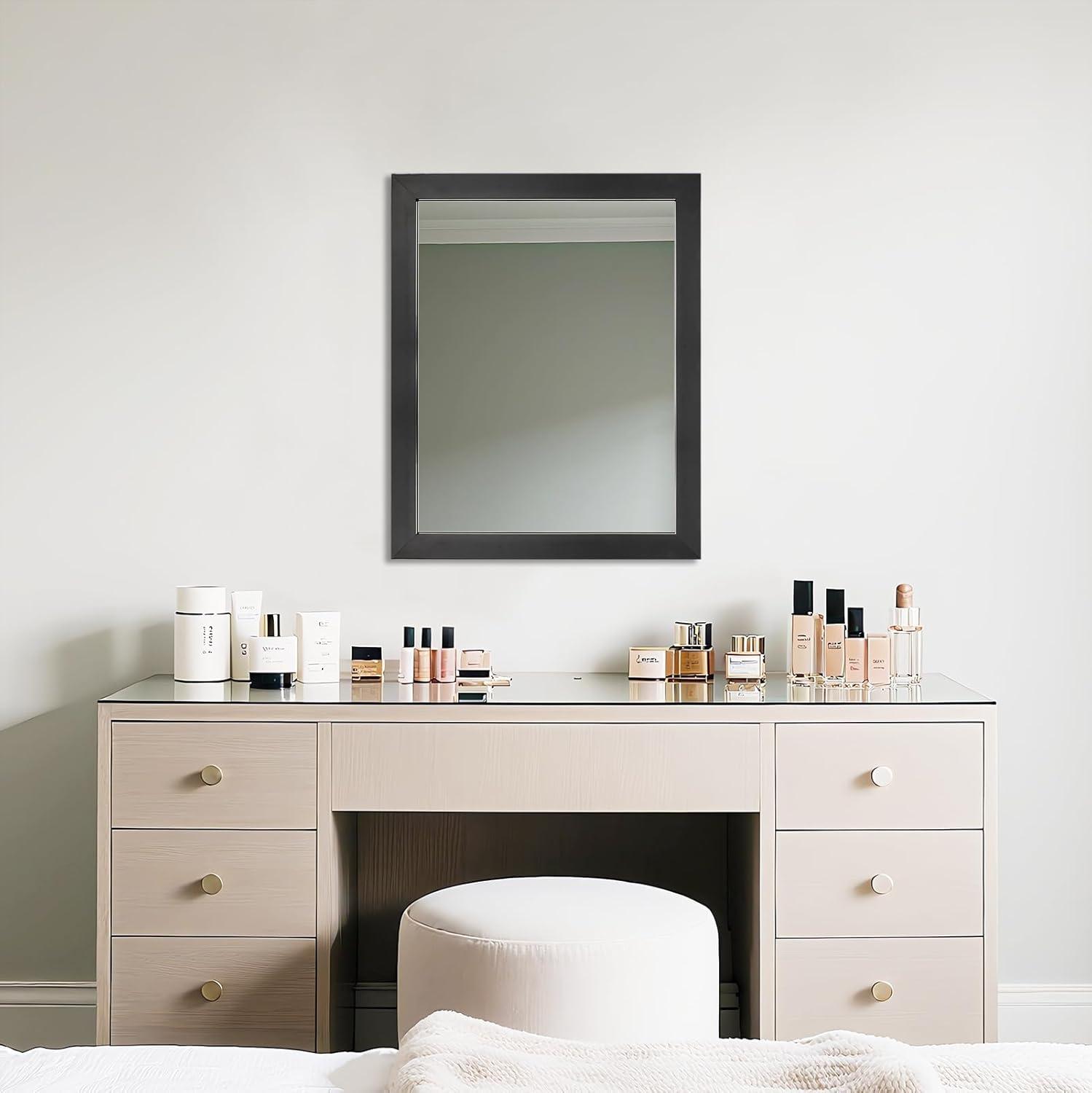 Amazon Basics Rectangular Wall Mount Mirror 16" x 20" - Standard Trim, Black
