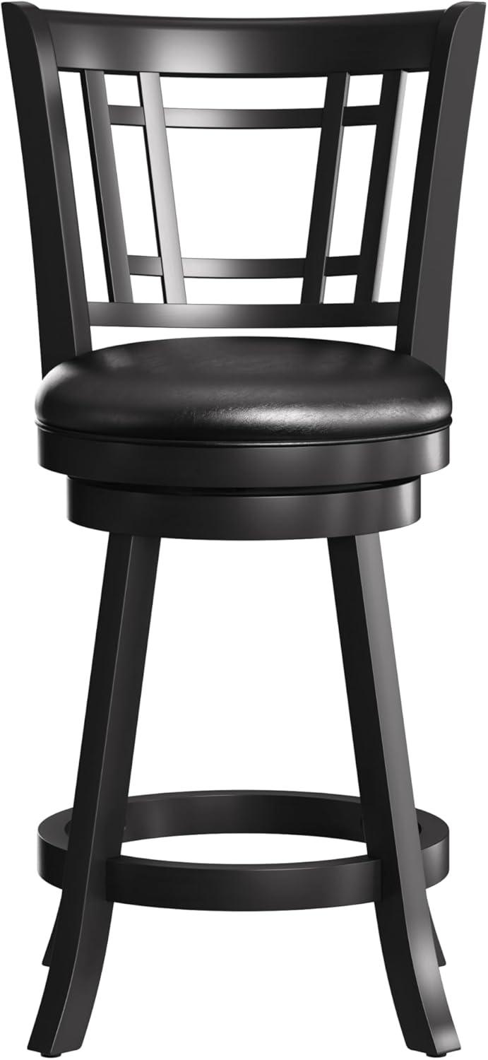 Hillsdale Furniture Fairfox Wood Counter Height Swivel Stool, Black with Black Faux Leather