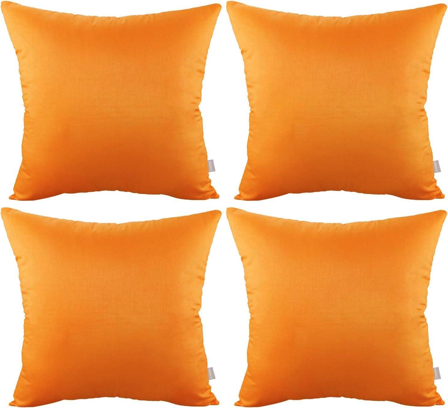 Thmyo 4-Pack 100% Cotton Comfortable Solid Decorative Throw Pillow Cases Fall Square Cushion Cover Pillowcases Sublimation Blank Halloween Thanksgiving DIY Throw Pillowcases(18x18inch/45x45cm,Orange)