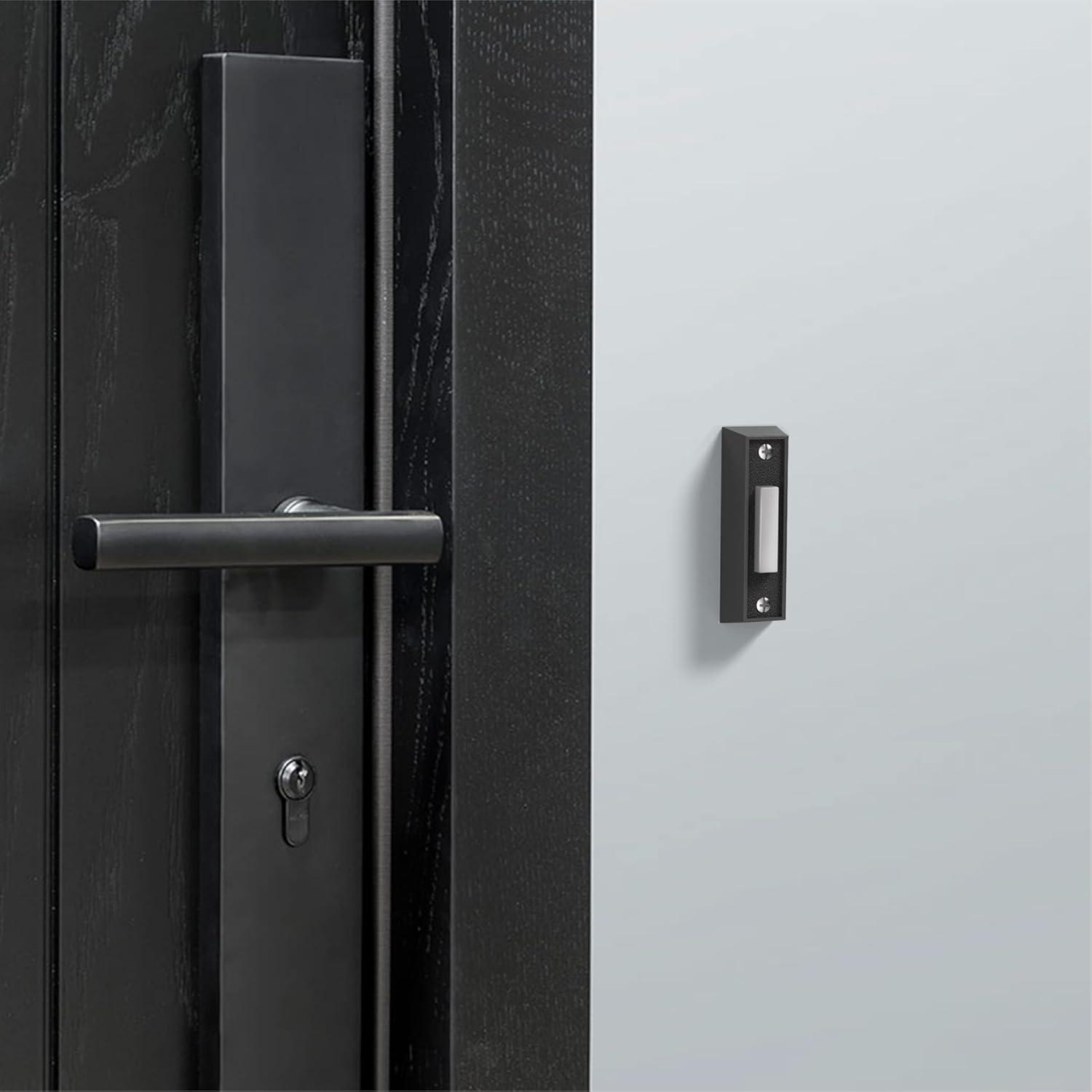 Black Rectangular LED Lighted Plastic Doorbell Button