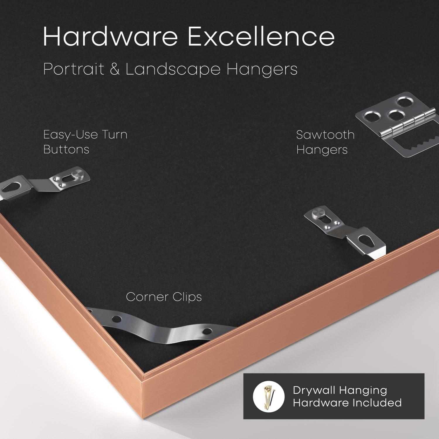 Homeforia 12x16 Rose Gold Picture Frame, High End Metal 12x16 Poster Frames with Mat 9x12 Photo, 12 x 16 Rose Gold Frames Matted to 9 by 12 Print, 16x12 Thin Frames, Tempered Glass, Wall Kit, Set of 1