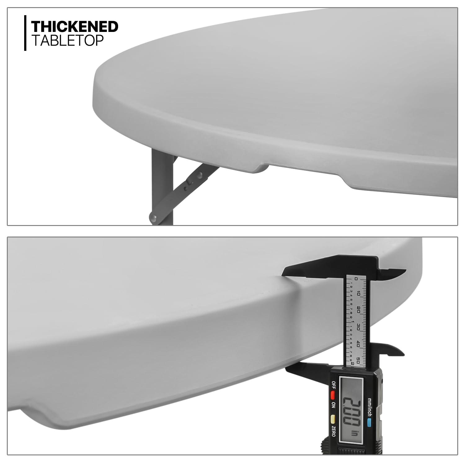 Plastic Round Folding Table, Portable Foldable Party Banquet Table for Camping Dining Outdoor Picnic