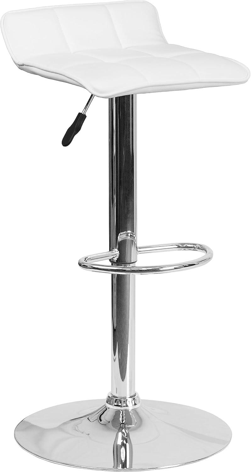 Flash Furniture Contemporary Black Vinyl Adjustable Height Barstool with Quilted Wave Seat and Chrome Base