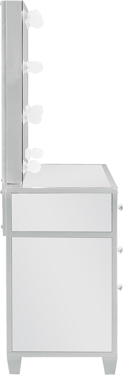 Coaster Allora 9-drawer Mirrored Storage Vanity Set with Hollywood Lighting Metallic