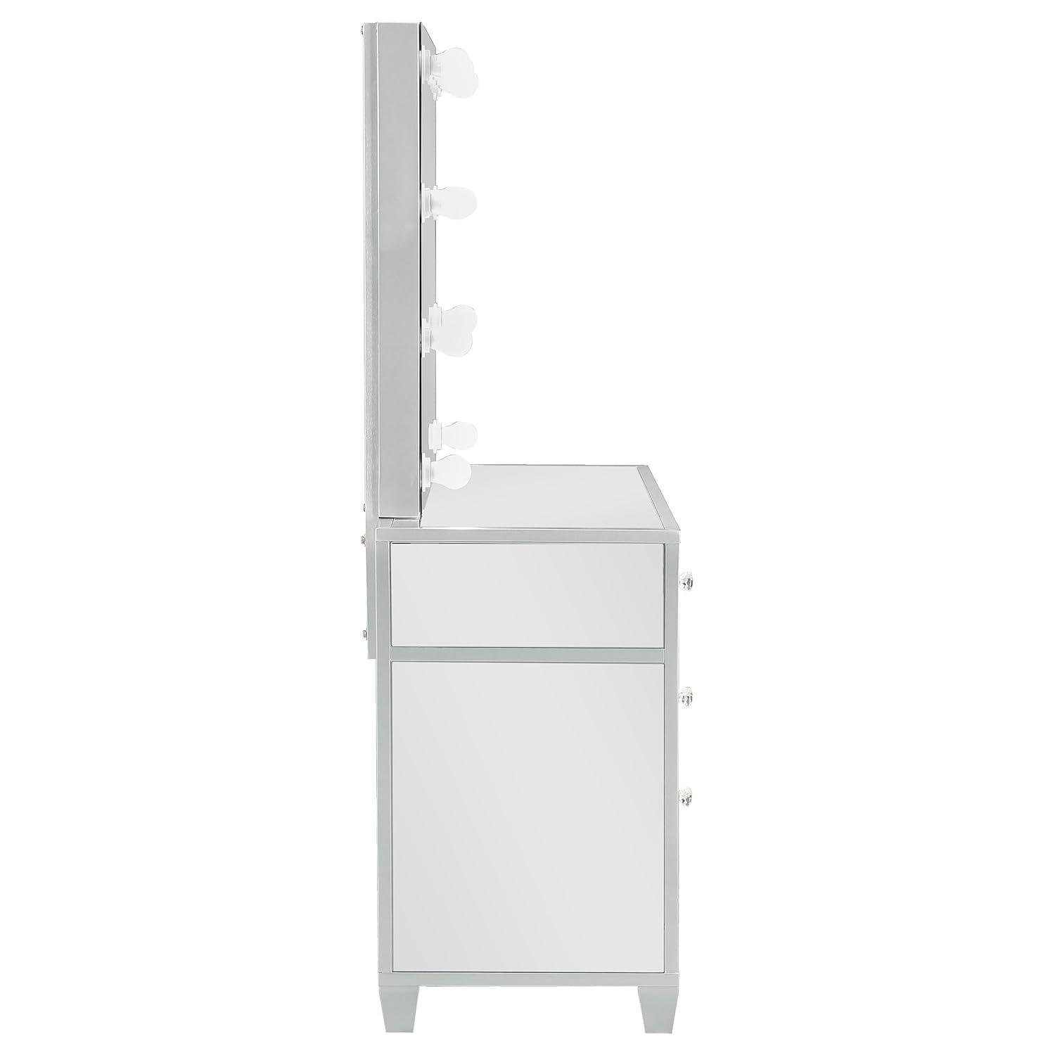Coaster Allora 9-drawer Mirrored Storage Vanity Set with Hollywood Lighting Metallic