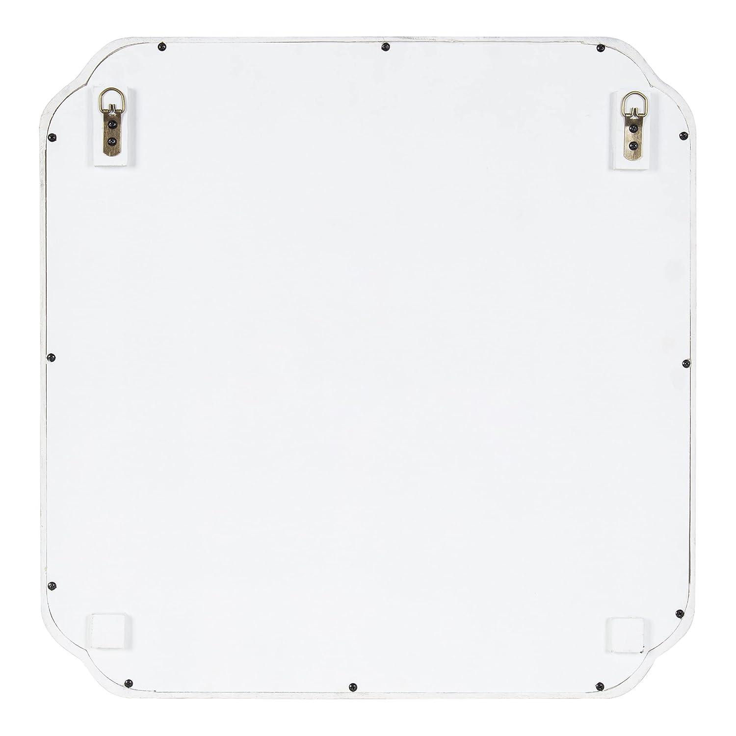 Kate & Laurel All Things Decor 24"x24" Marston Farmhouse Rectangle Wall Mirror White: No Assembly, Wood Frame, Wall Mounted