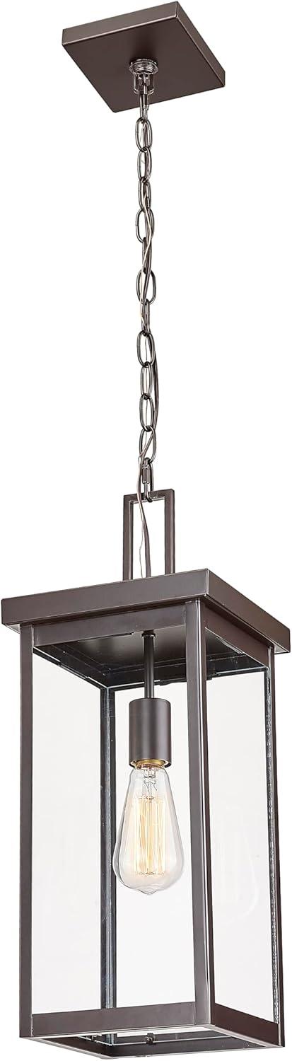 20" Bronze Outdoor Hanging Lantern with Clear Glass Shade