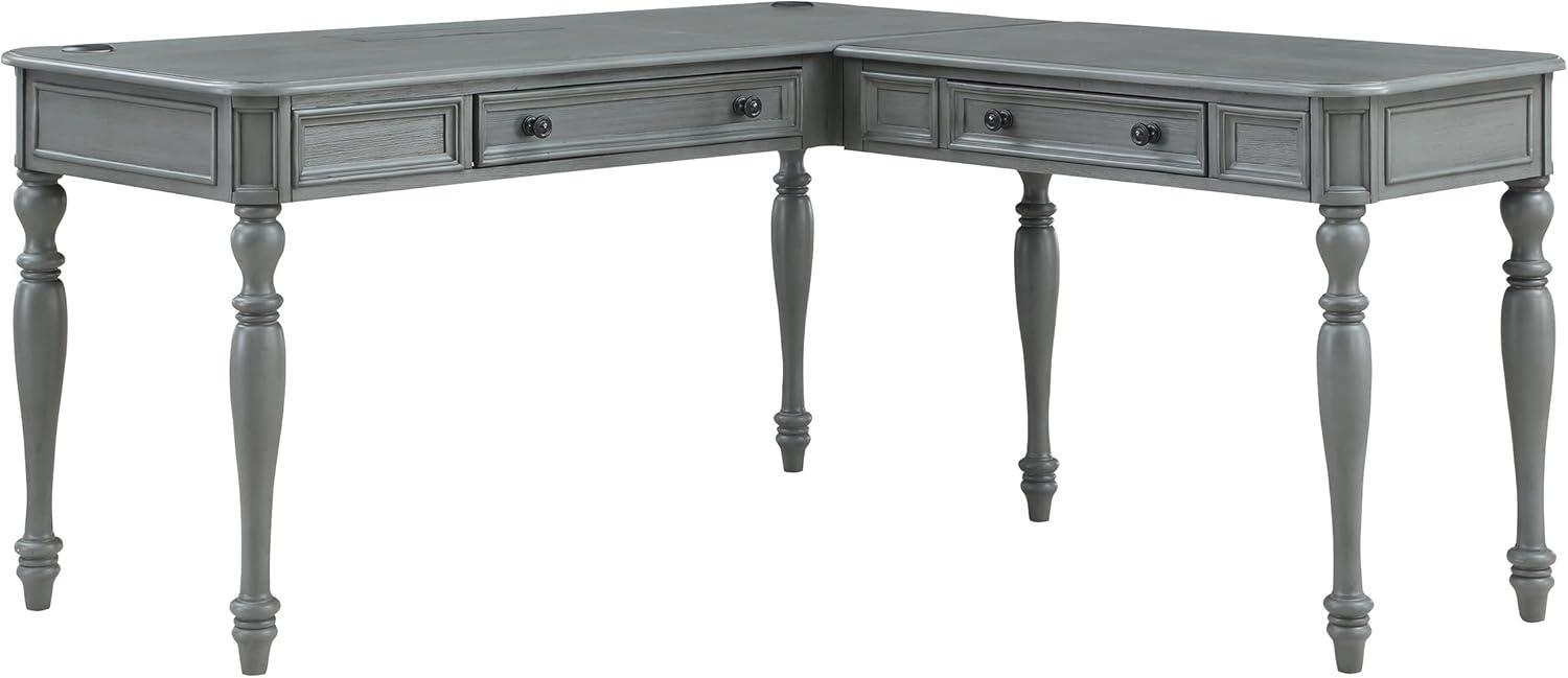 Country Meadows L-Shape Engineered Wood Desk with Power in Plantation Gray