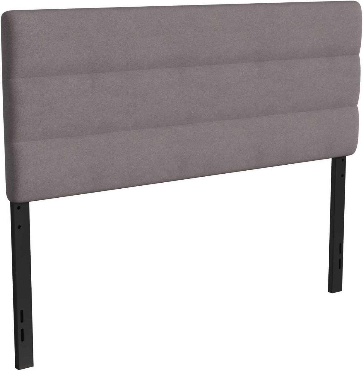 Flash Furniture Paxton Queen Channel Stitched Fabric Upholstered Headboard, Adjustable Height from  44.5" to 57.25" - Gray
