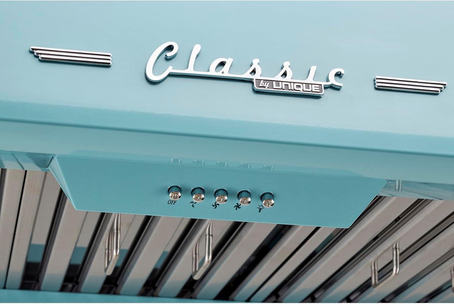 Classic Retro 30" 700 CFM Ducted Under Cabinet Range Hood with Stainless Steel Baffles and Light