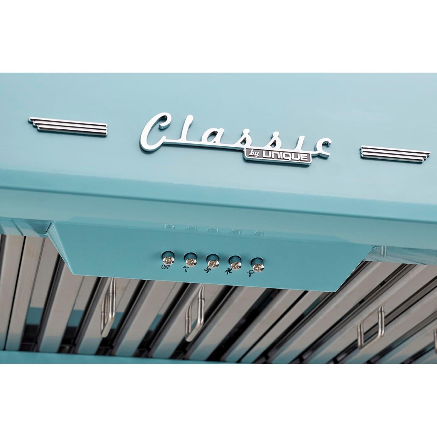 Classic Retro 30" 700 CFM Ducted Under Cabinet Range Hood with Stainless Steel Baffles and Light
