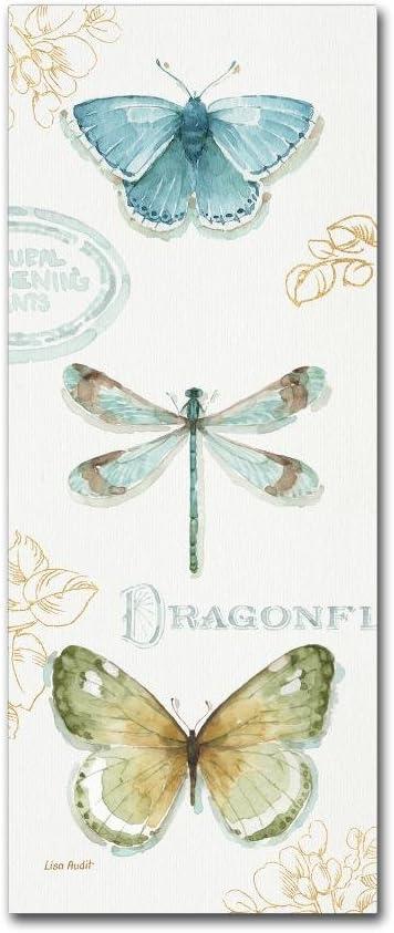 Green and Blue Butterfly Canvas Painting, 10 x 24 Inch